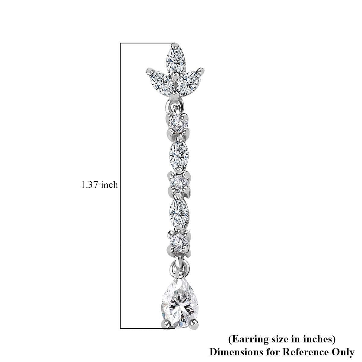 Moissanite Dangle Earrings in Platinum Over Sterling Silver 1.60 ctw image number 4