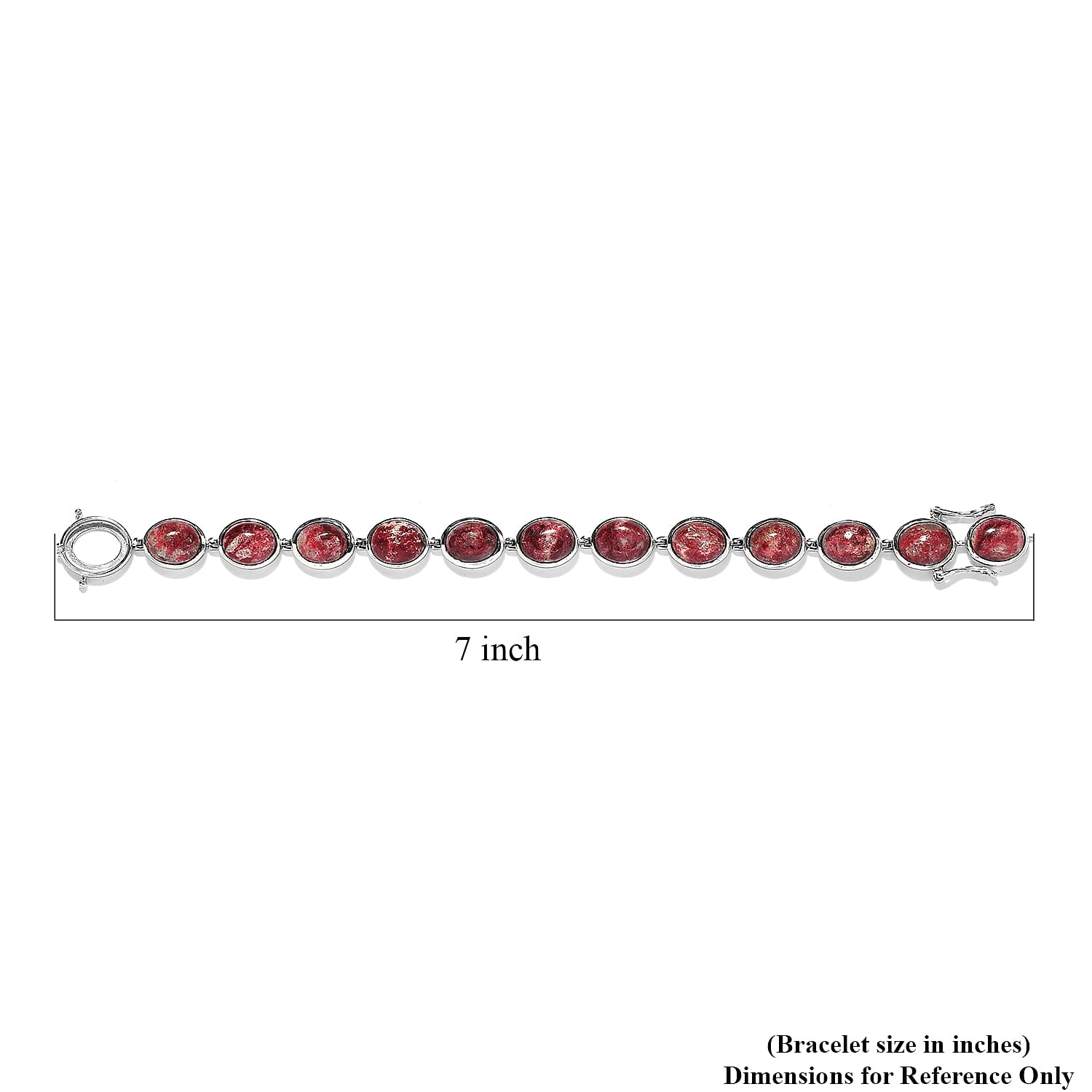 Norwegian Thulite Bracelet in Platinum Over Sterling Silver (6.50 In) 34.40 ctw