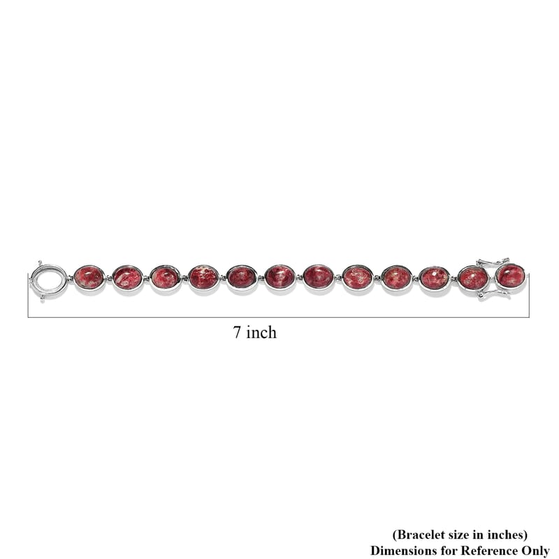 Norwegian Thulite Bracelet in Platinum Over Sterling Silver (6.50 In) 34.40 ctw