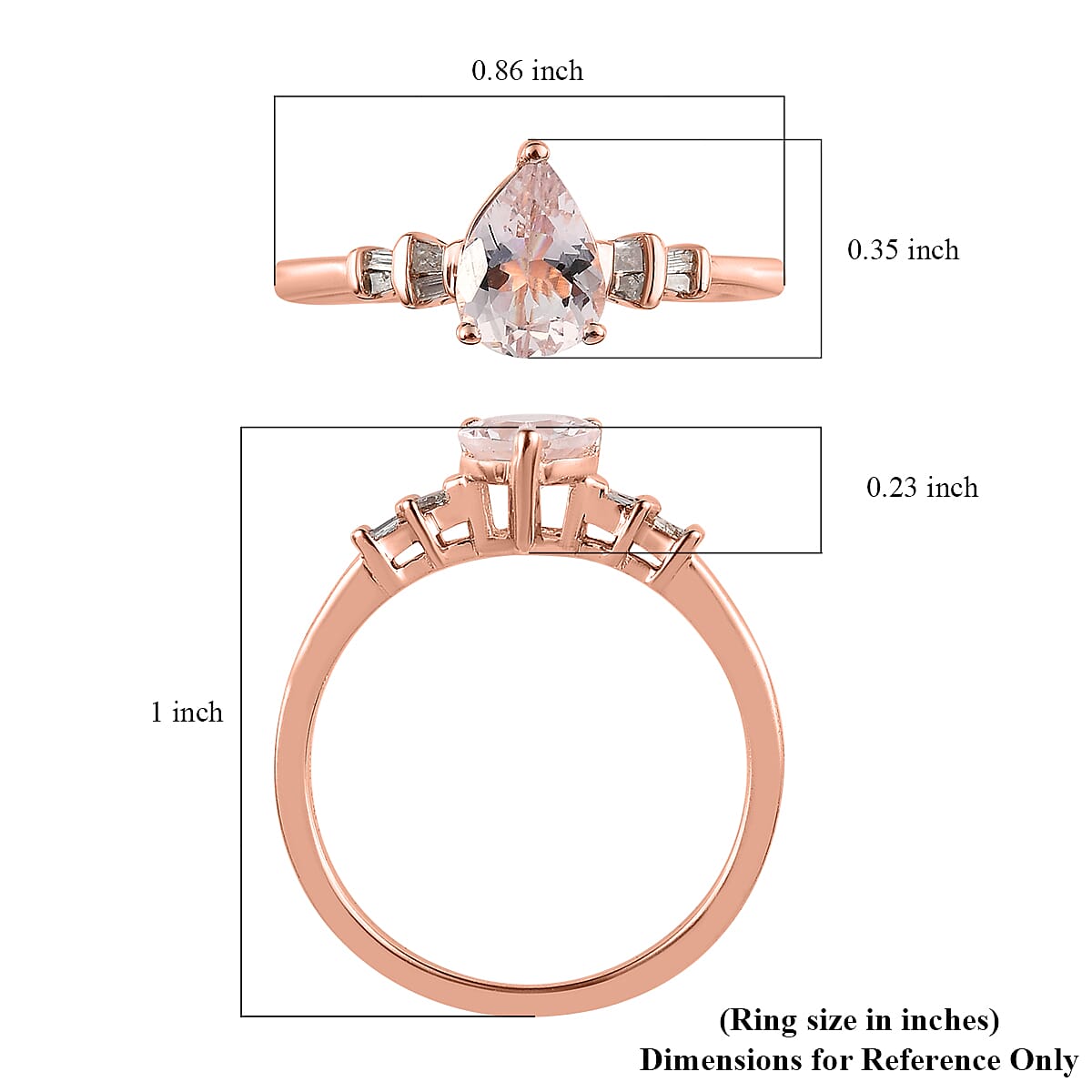 Pink Morganite and Diamond Ring in Vermeil Rose Gold Over Sterling Silver (Size 10.0) 1.15 ctw