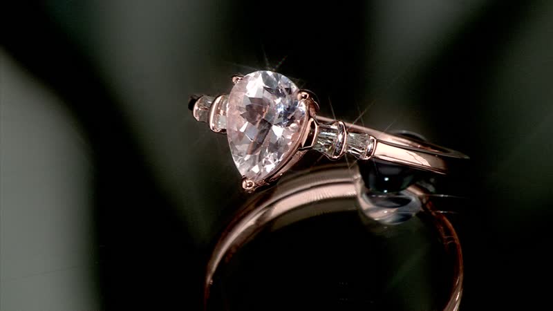 Pink Morganite and Diamond Ring in Vermeil Rose Gold Over Sterling Silver 1.15 ctw