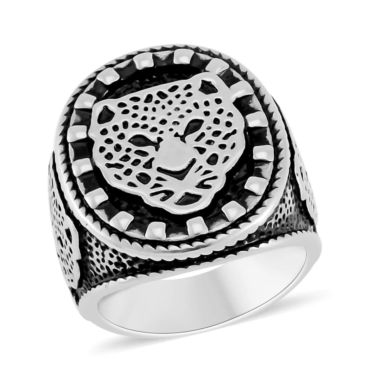 Leopard Head Men's Ring in Stainless Steel (Size 10.0) image number 0