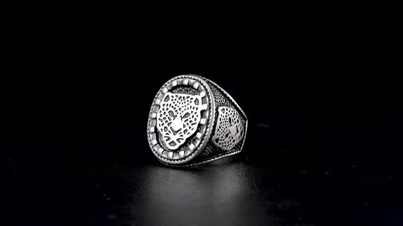 Leopard Head Men's Ring in Stainless Steel (Size 10)