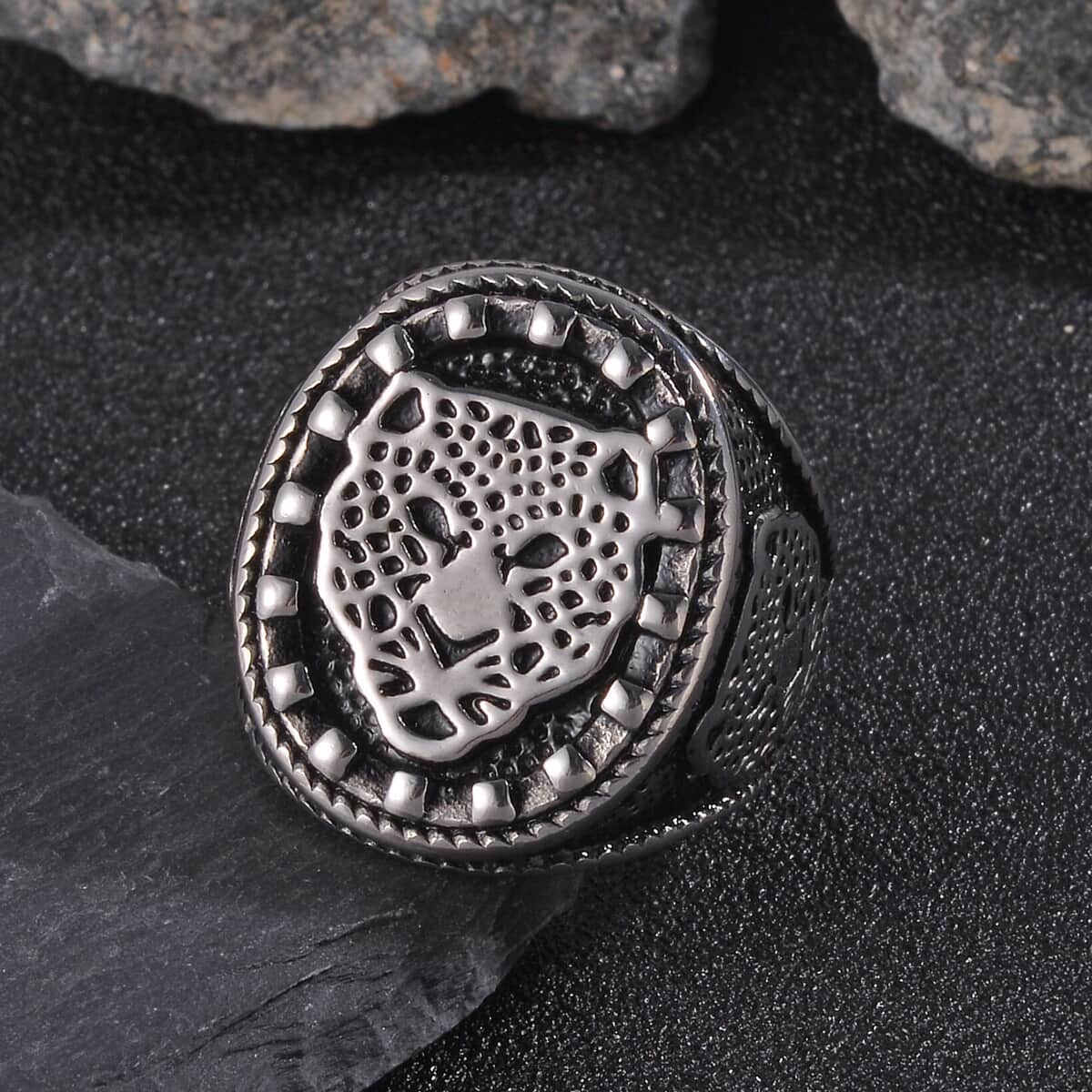 Leopard Head Men's Ring in Stainless Steel (Size 10.0) image number 1