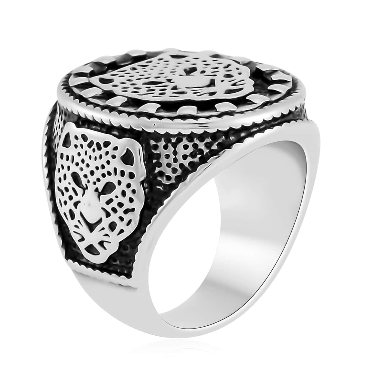 Leopard Head Men's Ring in Stainless Steel (Size 10.0) image number 3