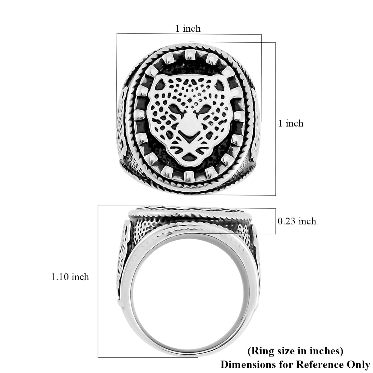 Leopard Head Men's Ring in Stainless Steel (Size 10.0) image number 5