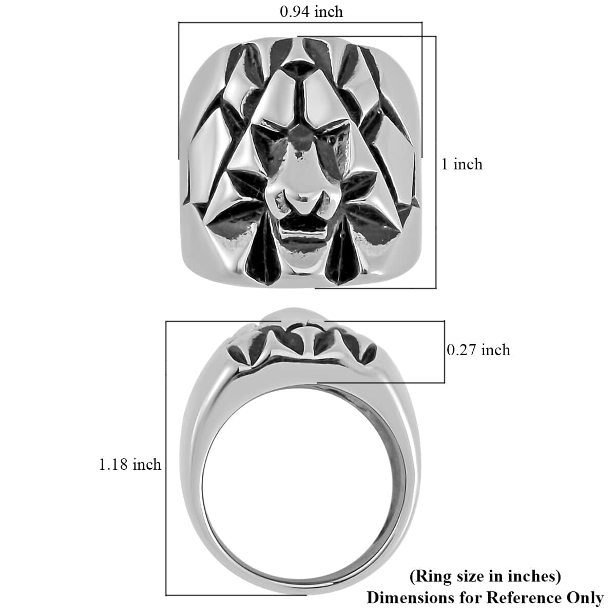 Lion Men's Ring in Stainless Steel (Size 10.0) image number 5