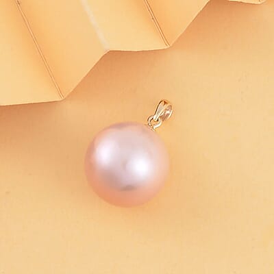 10K Yellow Gold Purple Edison Pearl Solitaire Pendant