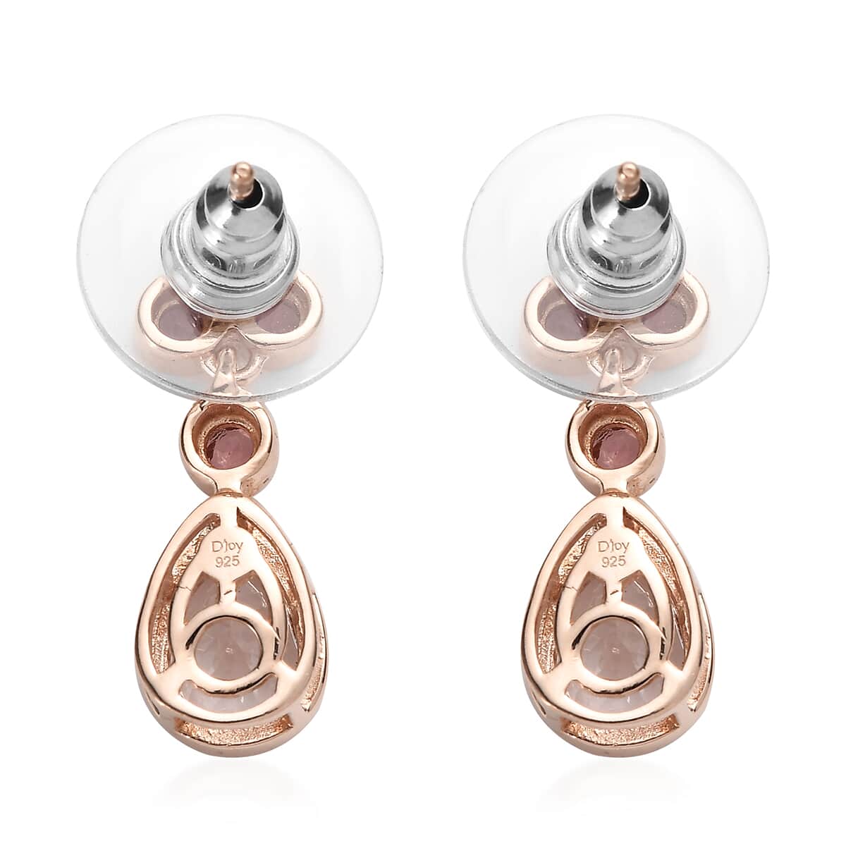 Pink Morganite and Morro Redondo Pink Tourmaline Dangle Earrings in Vermeil Rose Gold Over Sterling Silver 1.65 ctw image number 3