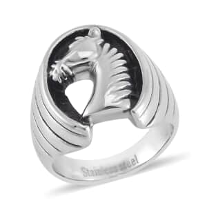 Horse Head Men's Ring in Stainless Steel (Size 10.0)