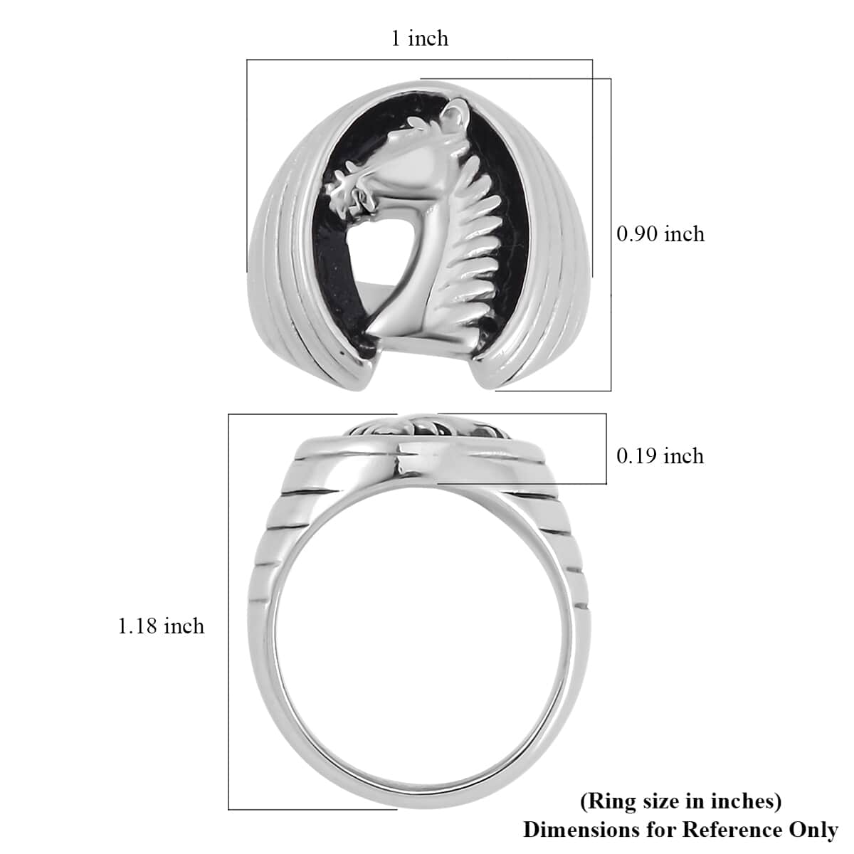 Horse Head Men's Ring in Stainless Steel (Size 10.0) image number 5