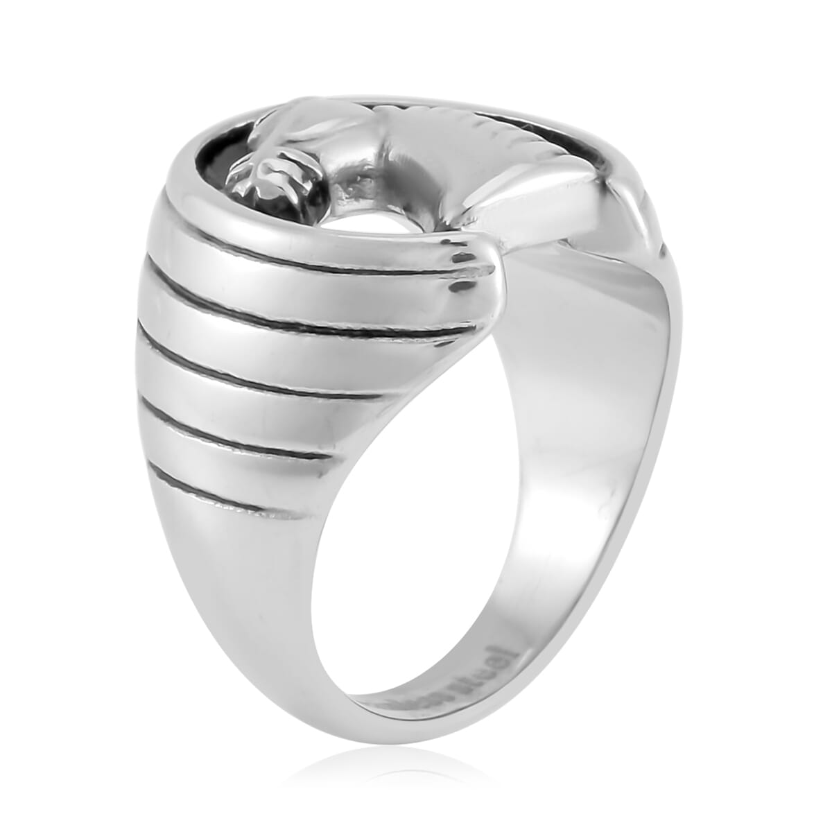 Horse Head Men's Ring in Stainless Steel (Size 9.0) image number 3