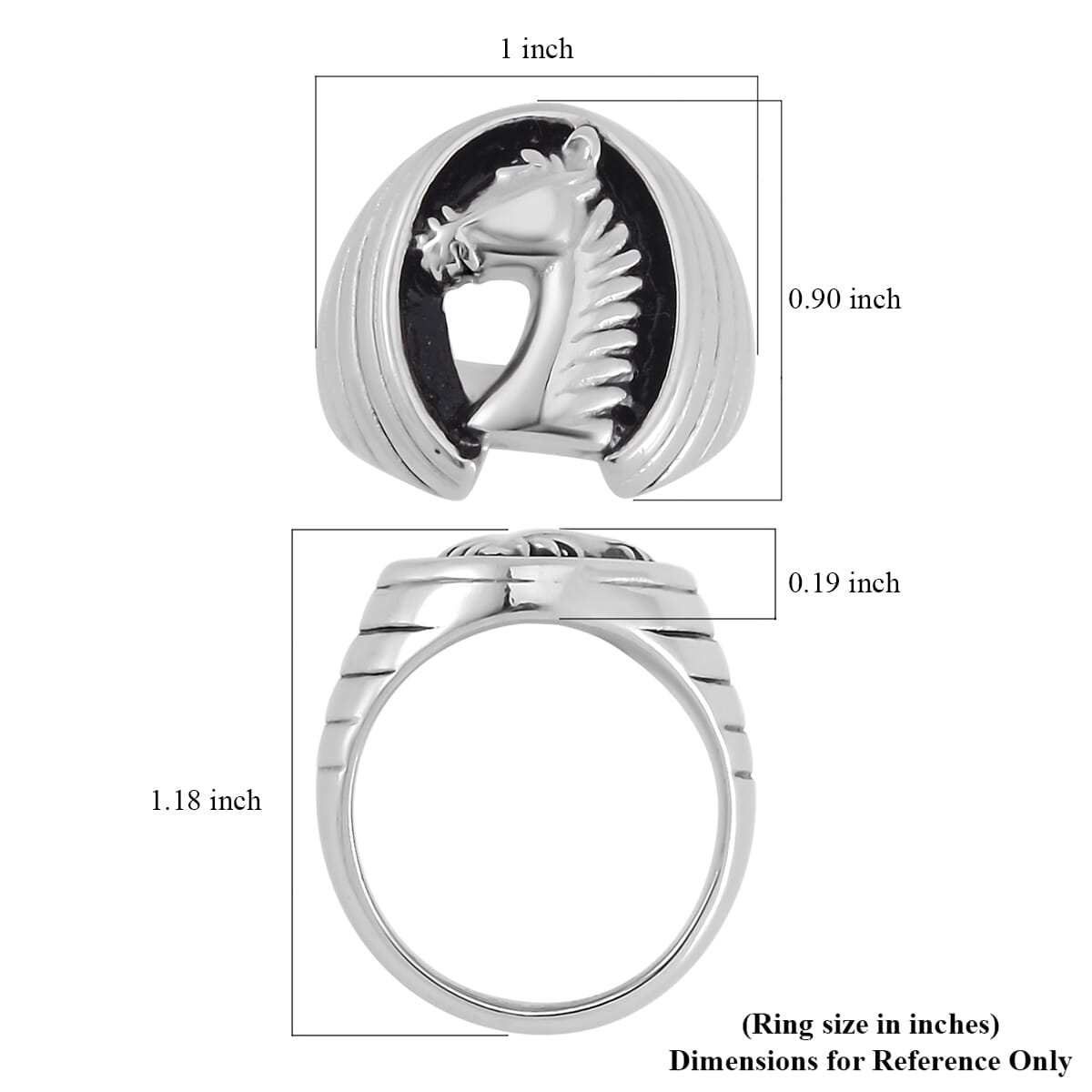 Horse Head Men's Ring in Stainless Steel (Size 9.0) image number 5