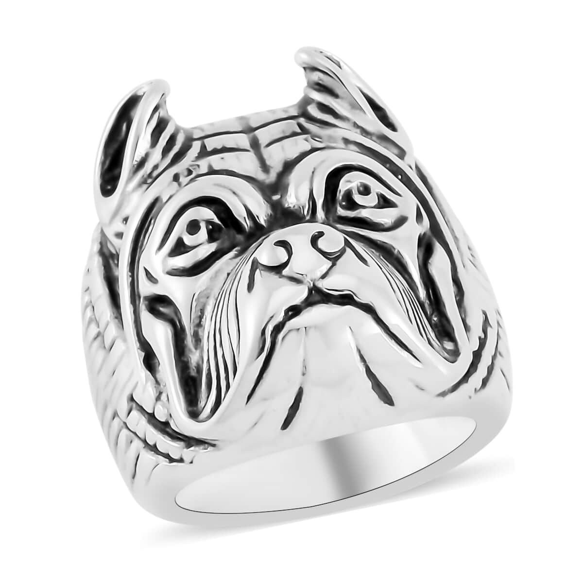 Bulldog Head Men's Ring in Stainless Steel (Size 10.0) image number 0