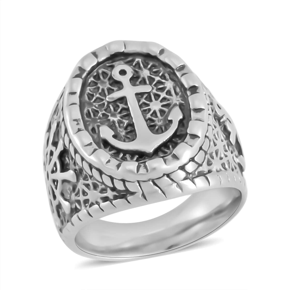 Anchor Men's Ring in Stainless Steel (Size 10.0) image number 0