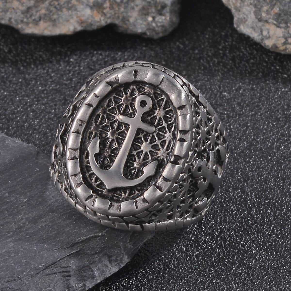 Anchor Men's Ring in Stainless Steel (Size 10.0) image number 1