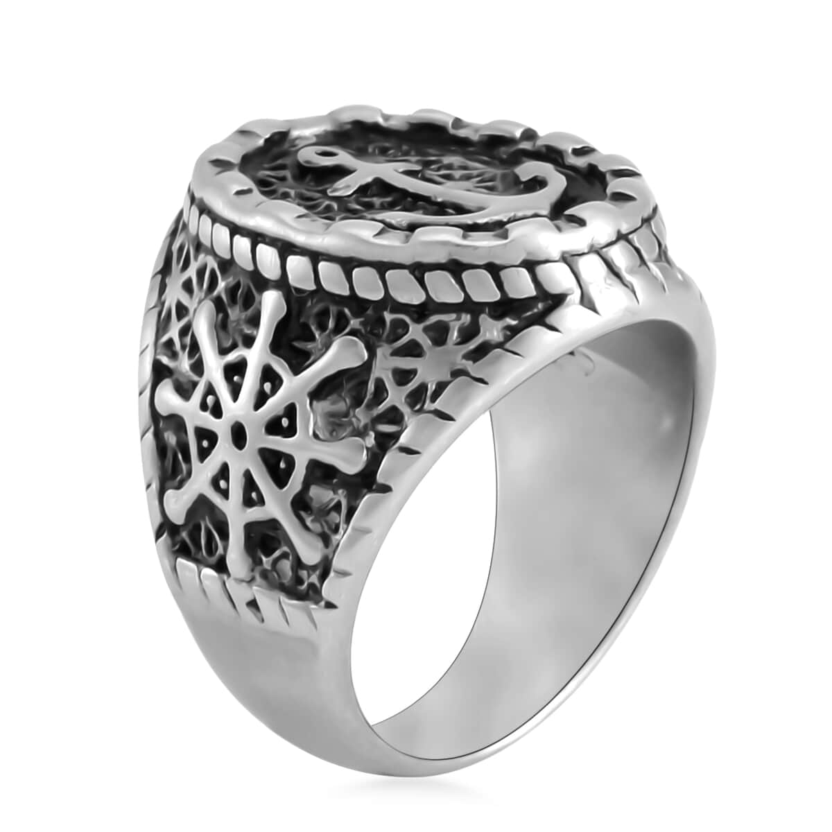 Anchor Men's Ring in Stainless Steel (Size 10.0) image number 3