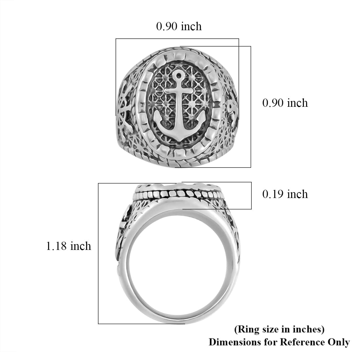 Anchor Men's Ring in Stainless Steel (Size 10.0) image number 5