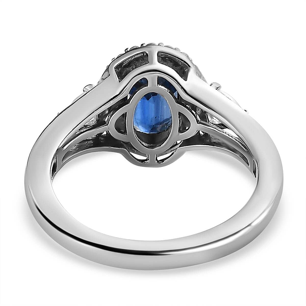 Kashmir Kyanite and White Zircon 2.10 ctw Ring in Platinum Over Sterling Silver (Size 10.0)