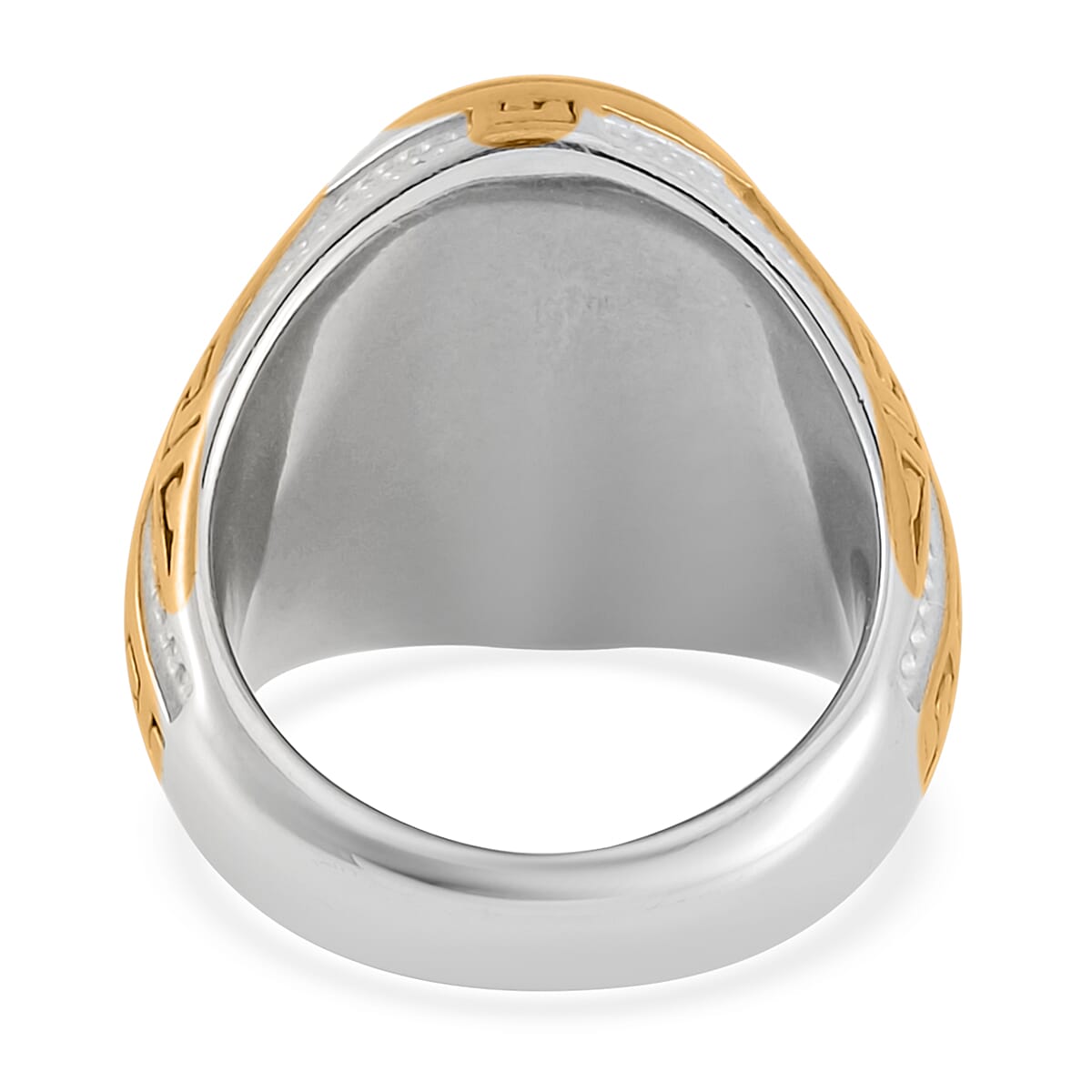 Simulated Black Sapphire Men's Ring in ION Plated YG and Stainless Steel (Size 10.0)