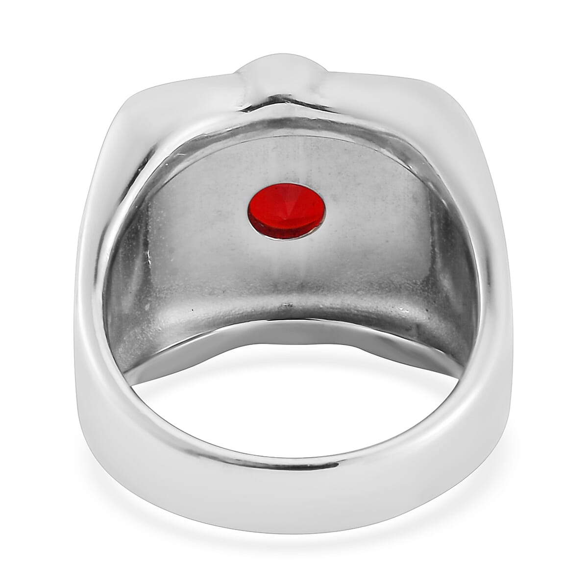 Red Glass Men's Ring in Stainless Steel (Size 9.0) image number 4