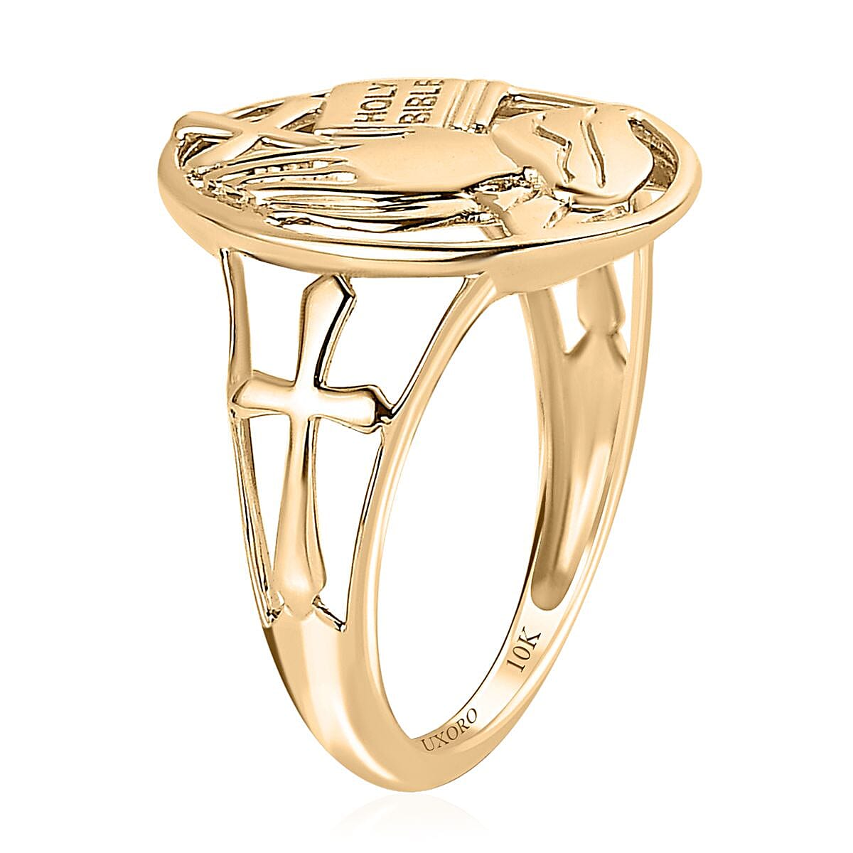 Luxoro 10K Yellow Gold Holy Bible Ring (Size 7.0) 2.35 Grams image number 2