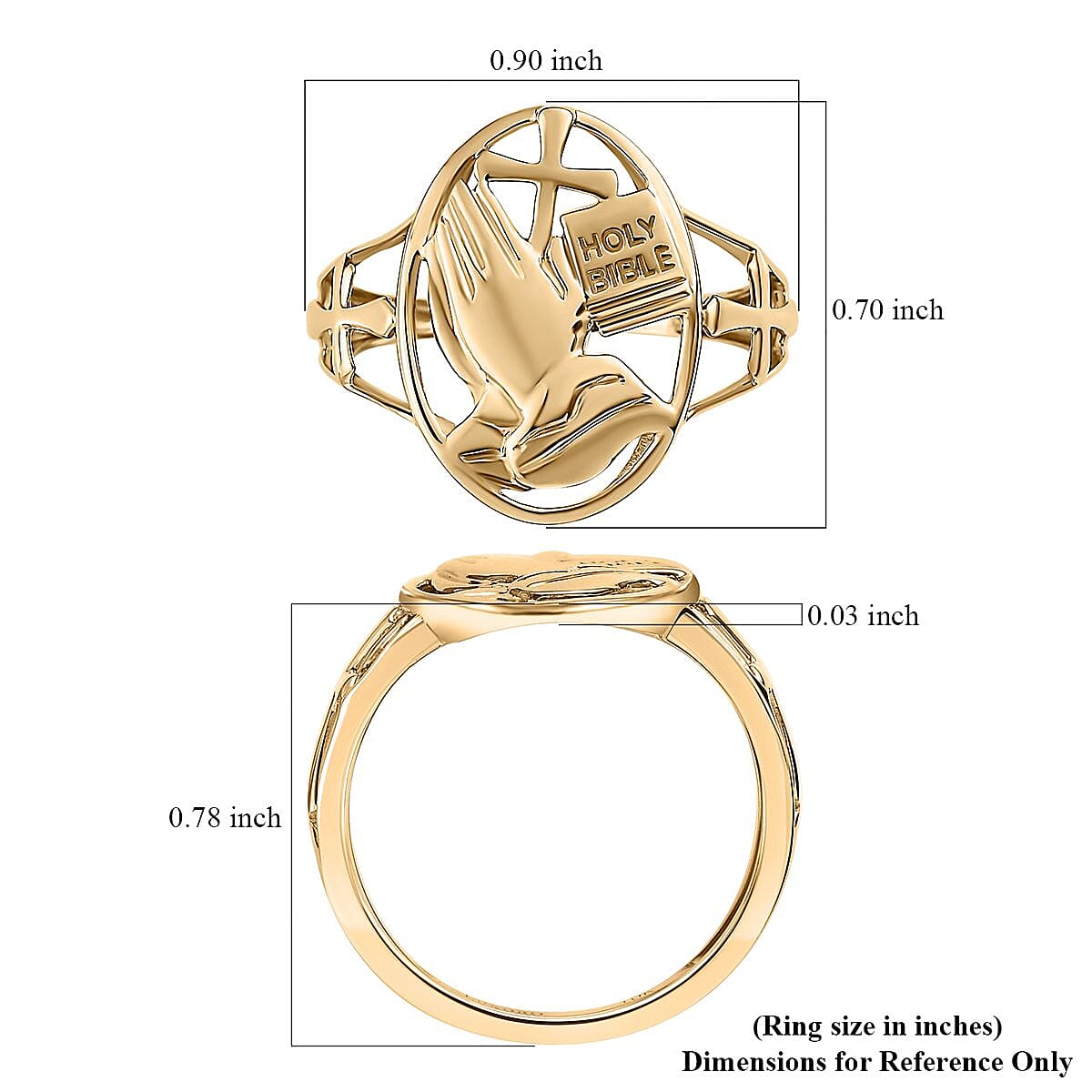 Luxoro 10K Yellow Gold Holy Bible Ring (Size 7.0) 2.35 Grams image number 4