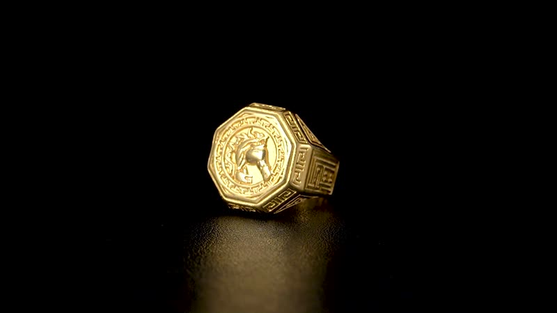 Horse Head Men's Ring in ION Plated YG Stainless Steel