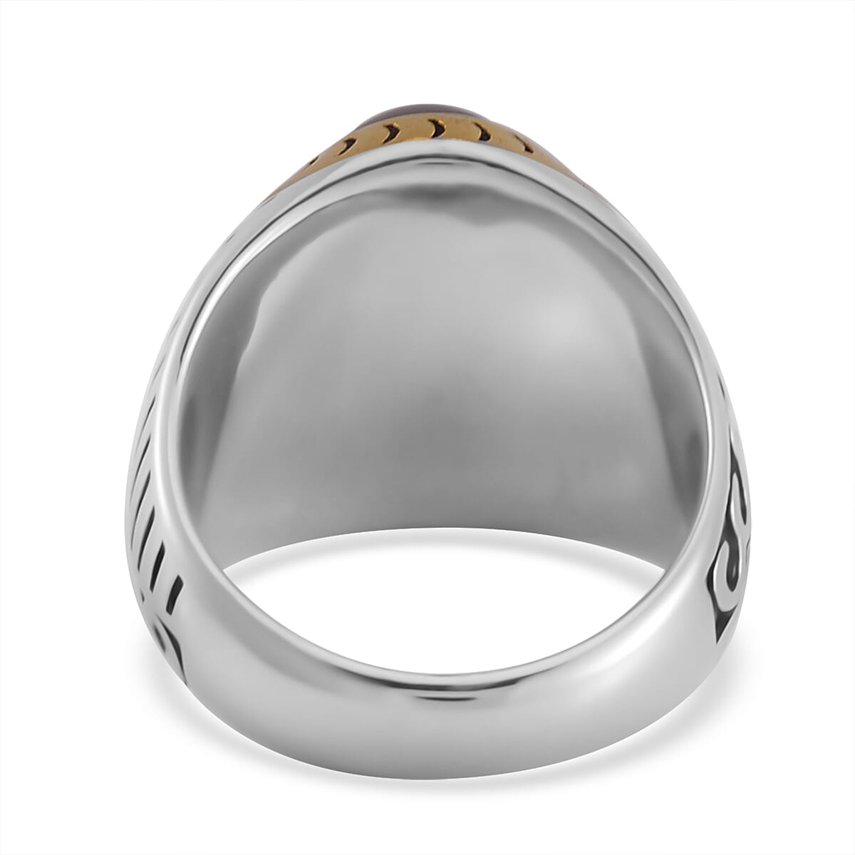 Grey Agate (D) 3.00 ctw Anchor Men's Ring in ION Plated YG and Stainless Steel (Size 10.0)