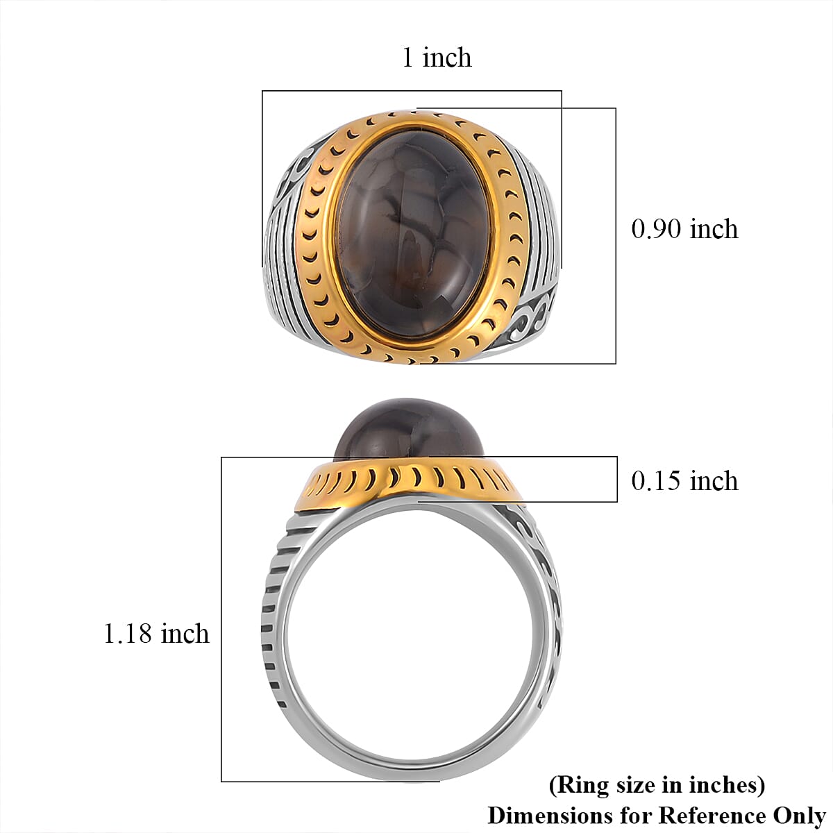 Grey Agate (D) 3.00 ctw Anchor Men's Ring in ION Plated YG and Stainless Steel (Size 10.0)