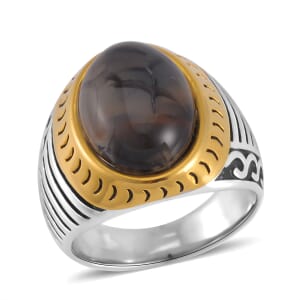 Grey Agate (D) 3.00 ctw Anchor Men's Ring in ION Plated YG and Stainless Steel (Size 9.0)