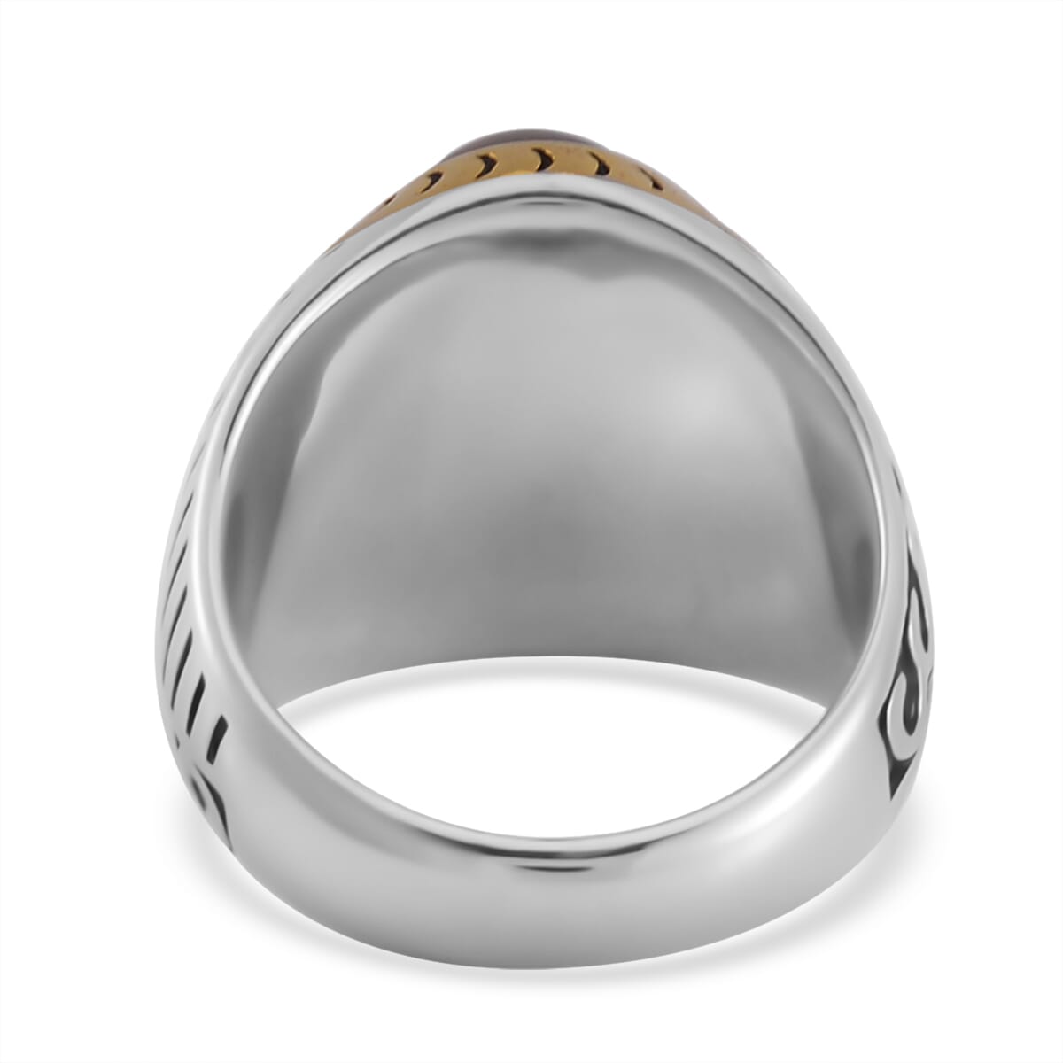 Grey Agate (D) 3.00 ctw Anchor Men's Ring in ION Plated YG and Stainless Steel (Size 9.0) image number 4