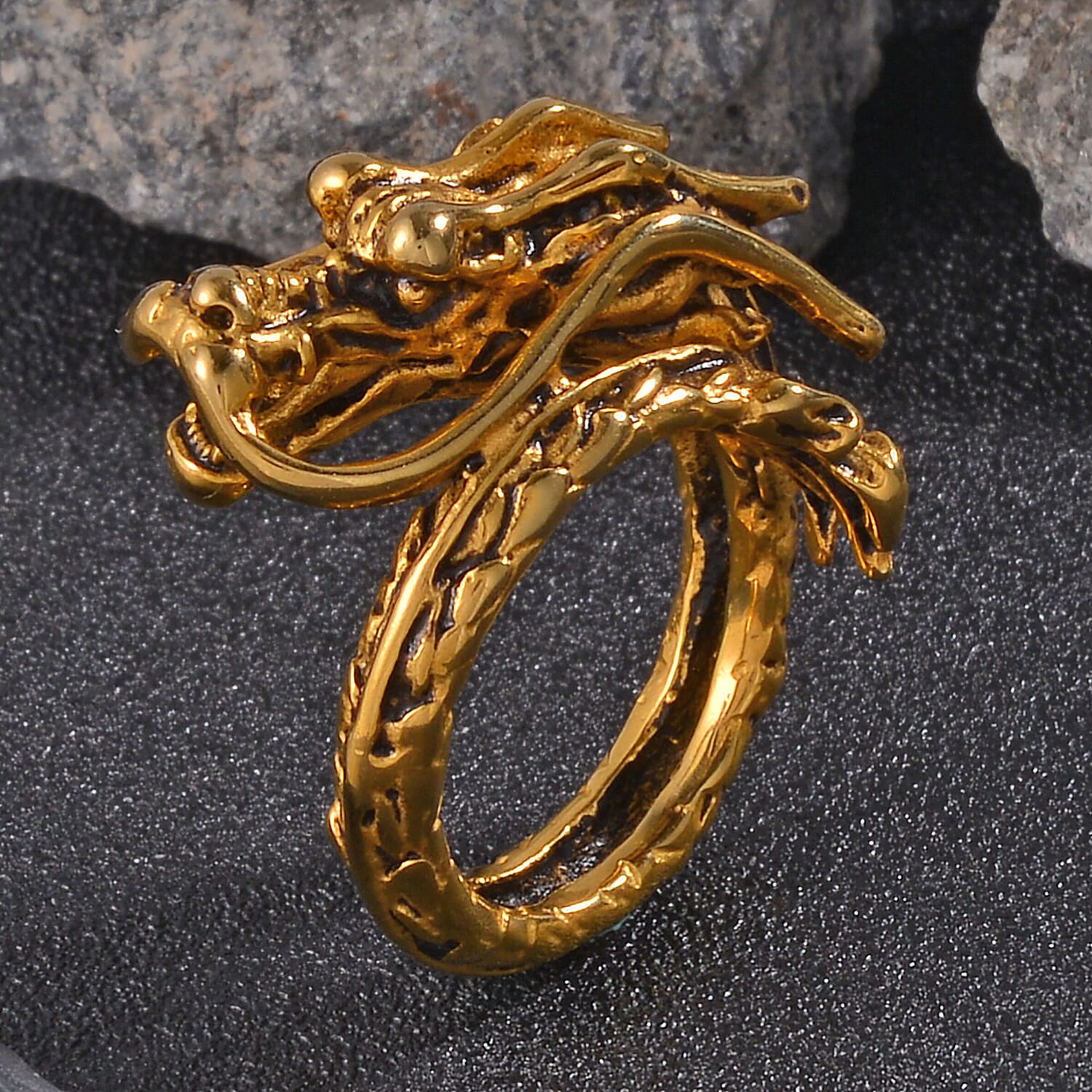 Dragon Men's Ring in ION Plated YG Stainless Steel (Size 10.0)