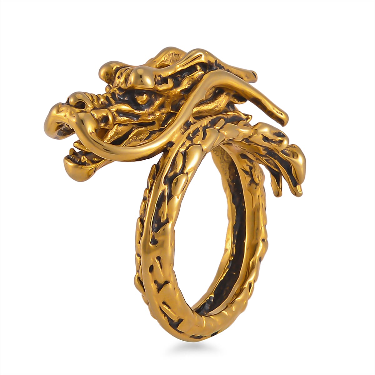 Dragon Men's Ring in ION Plated YG Stainless Steel (Size 10.0)