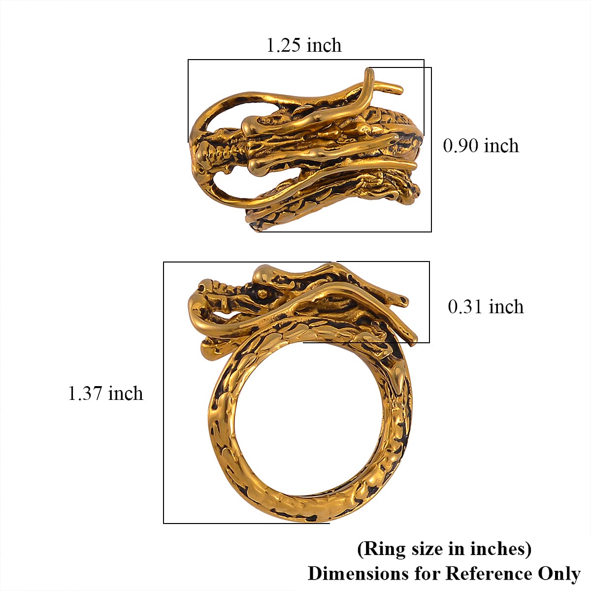 Dragon Men's Ring in ION Plated YG Stainless Steel (Size 10.0)