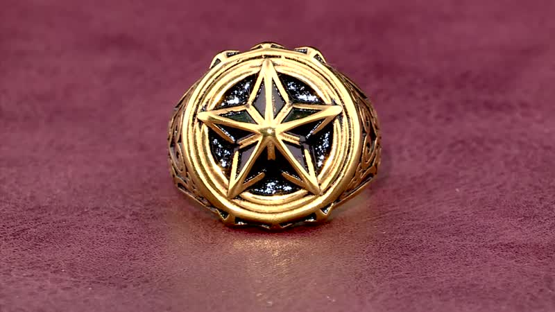Star Men's Ring in ION Plated YG Stainless Steel (Size 10.0)
