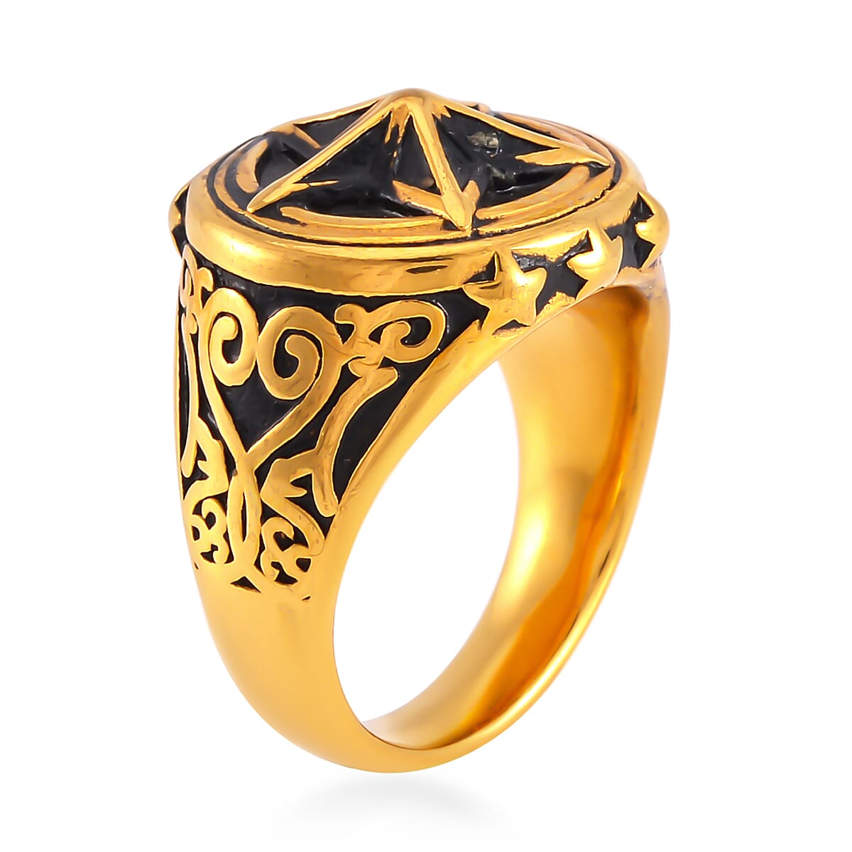 Star Men's Ring in ION Plated YG Stainless Steel (Size 10.0)