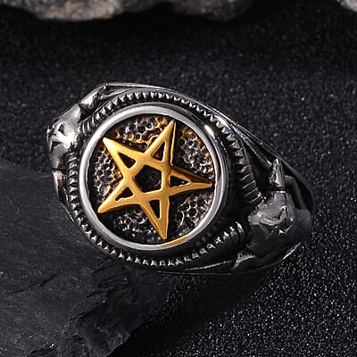 Star Men's Ring in ION Plated YG and Stainless Steel (Size 10.0)