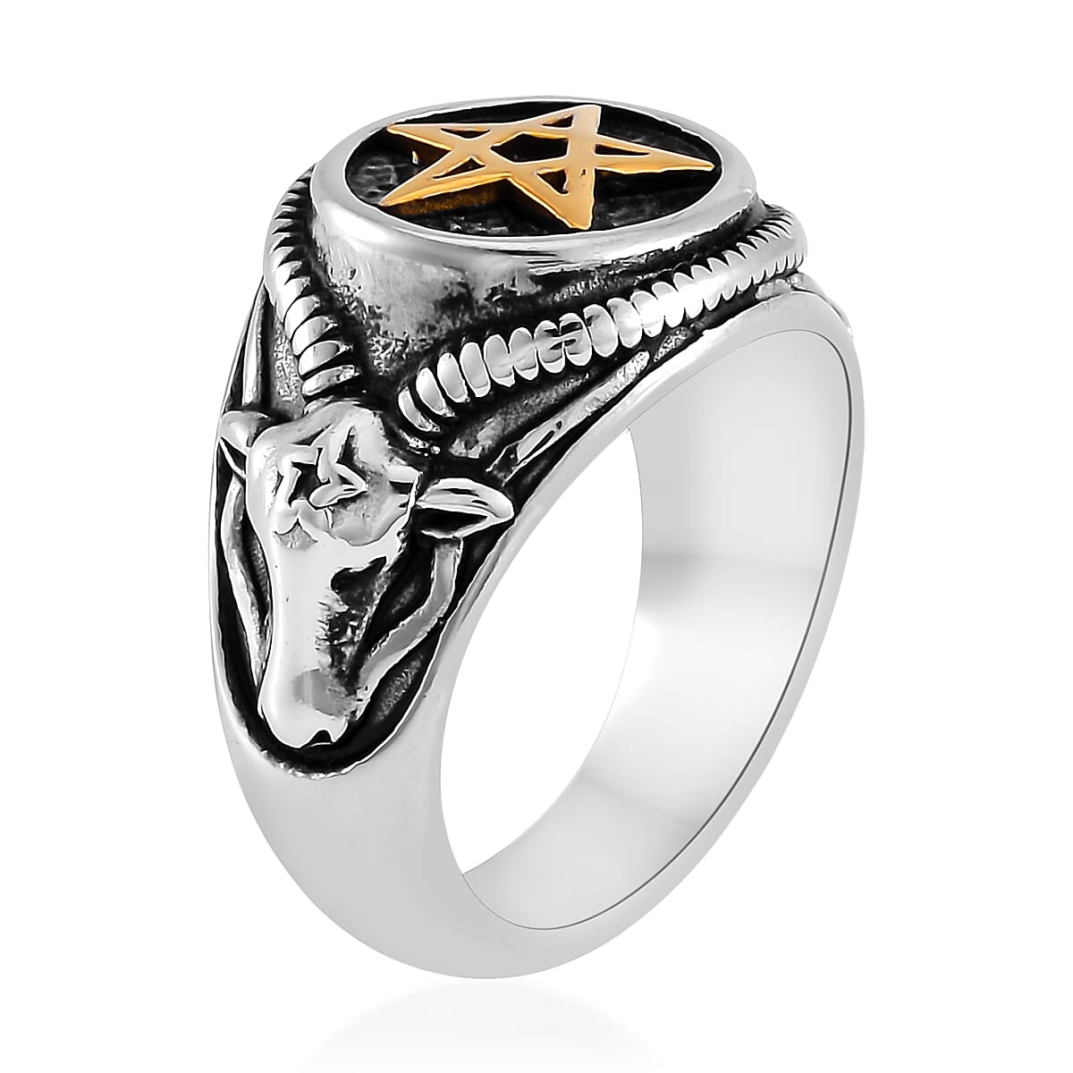 Star Men's Ring in ION Plated YG and Stainless Steel (Size 9.0) image number 3