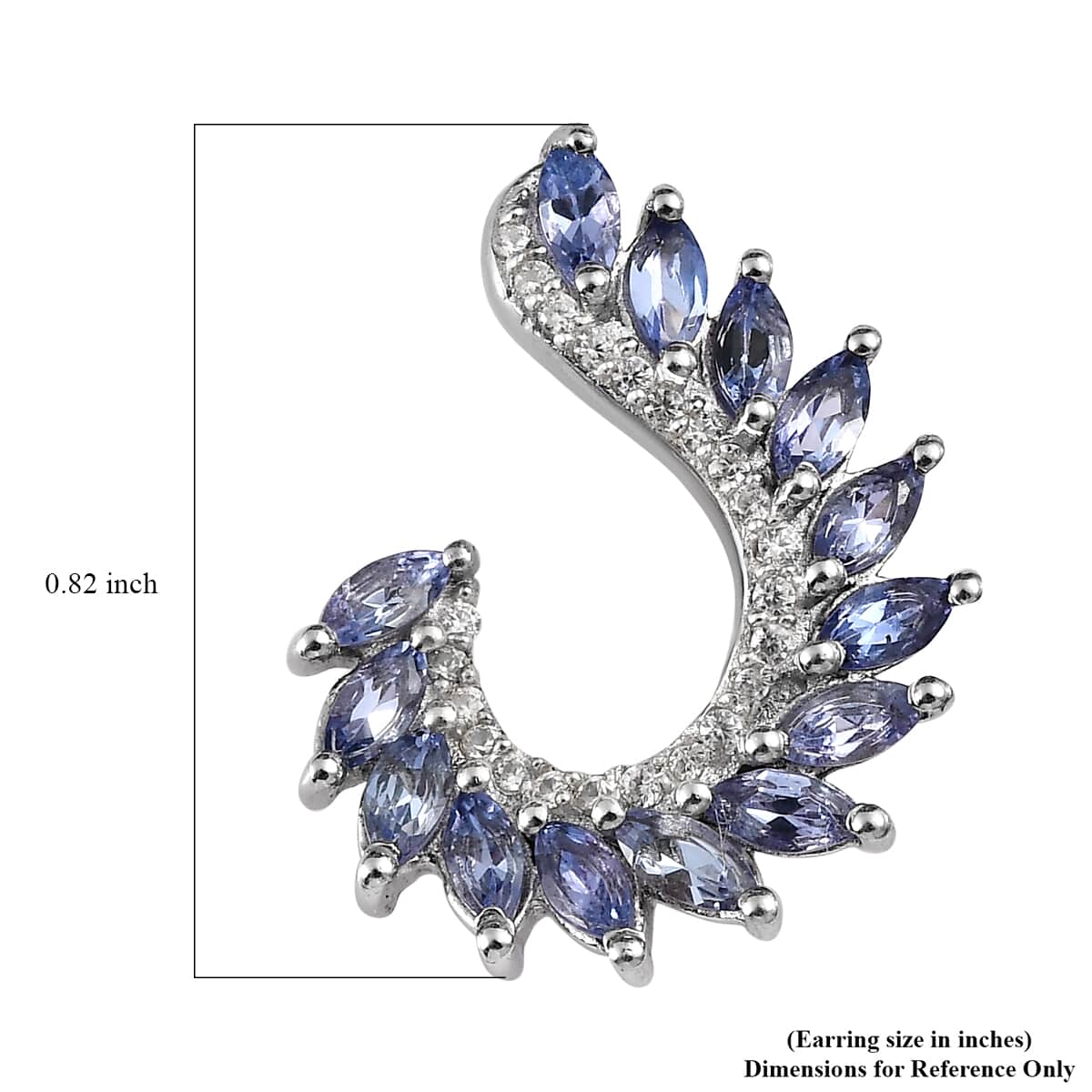 Tanzanite and White Zircon Climber Earrings in Platinum Over Sterling Silver 2.50 ctw image number 4