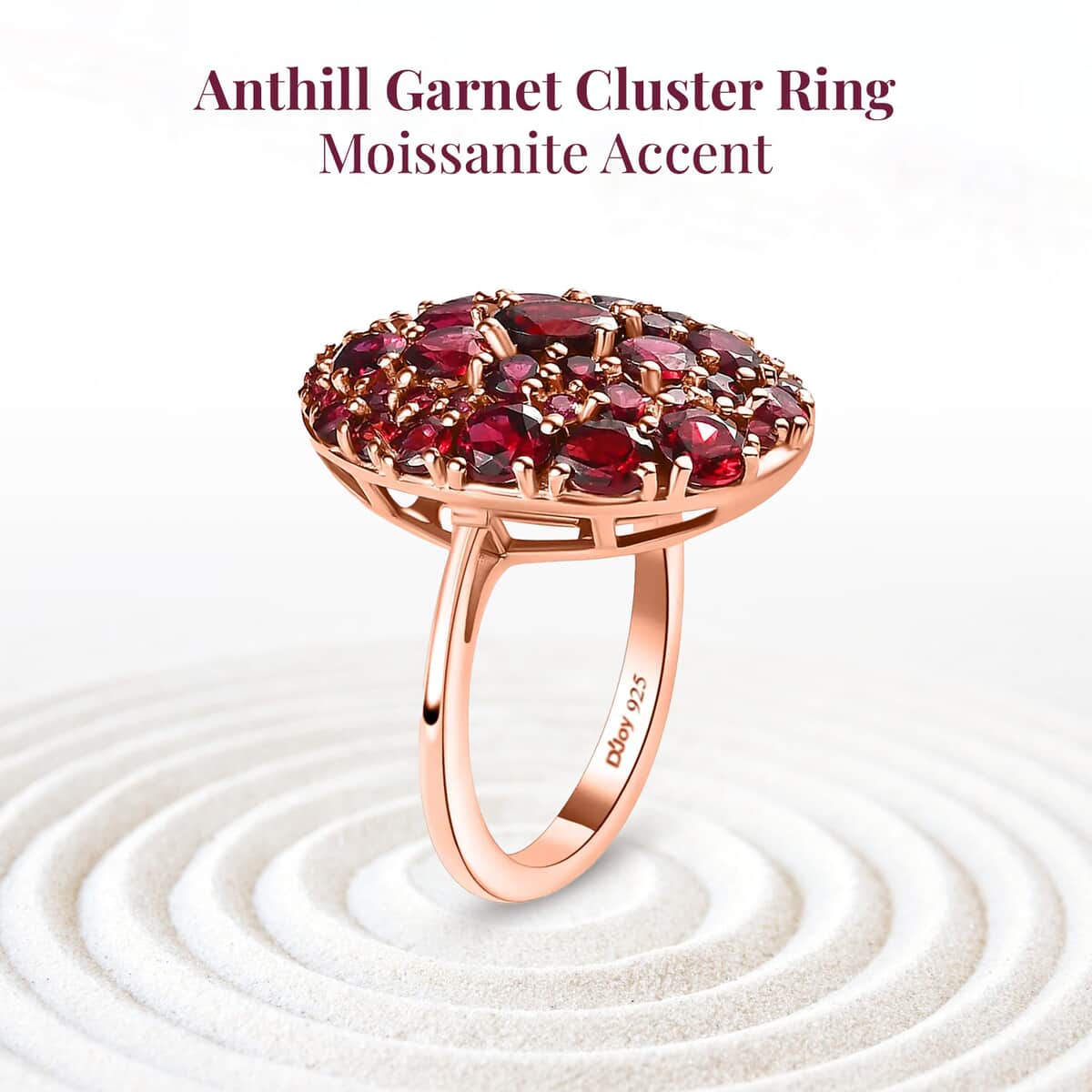Premium Anthill Garnet Cluster Ring in Vermeil Rose Gold Over Sterling Silver (Size 8.0) 4.60 ctw image number 2
