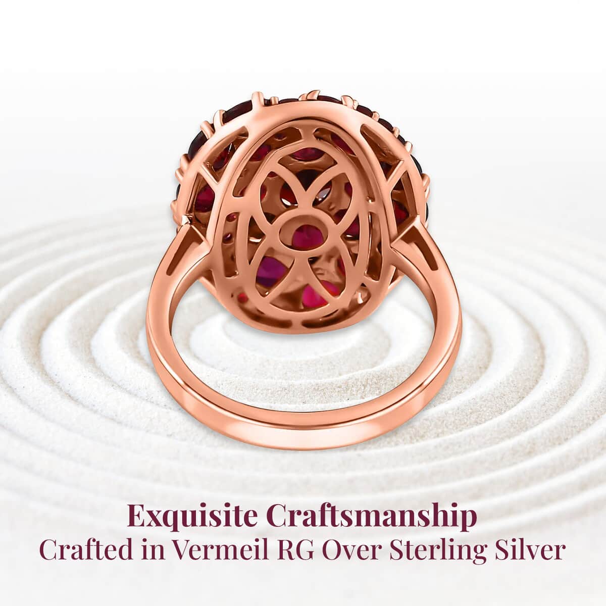 Premium Anthill Garnet Cluster Ring in Vermeil Rose Gold Over Sterling Silver (Size 8.0) 4.60 ctw image number 3