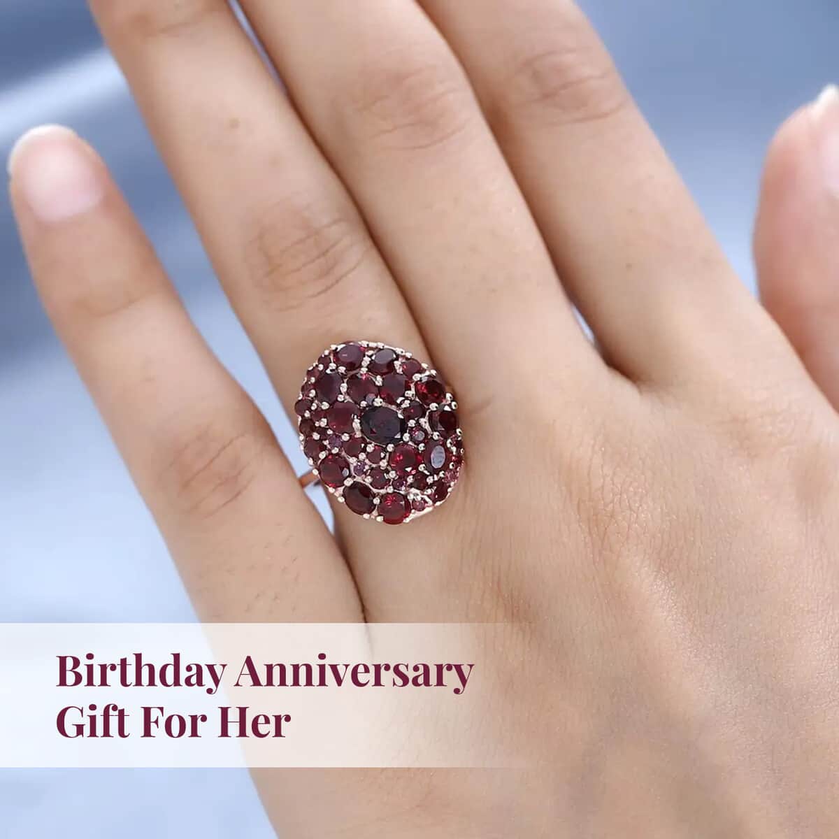 Premium Anthill Garnet Cluster Ring in Vermeil Rose Gold Over Sterling Silver (Size 8.0) 4.60 ctw image number 4