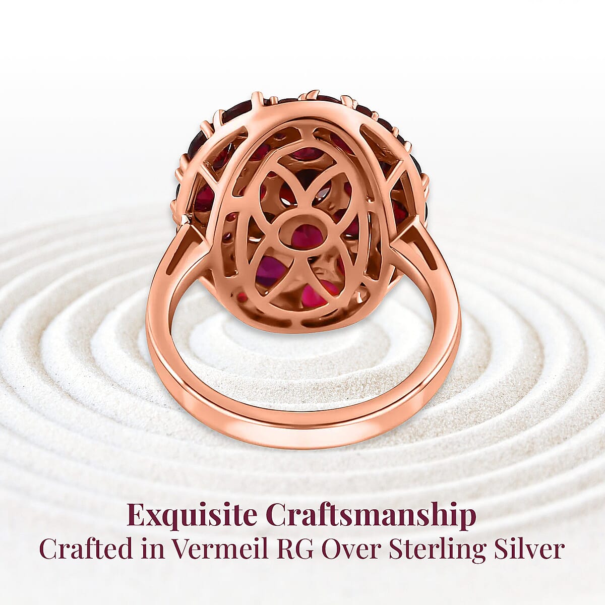 Premium Anthill Garnet Cluster Ring in Vermeil Rose Gold Over Sterling Silver (Size 9.0) 4.60 ctw image number 3