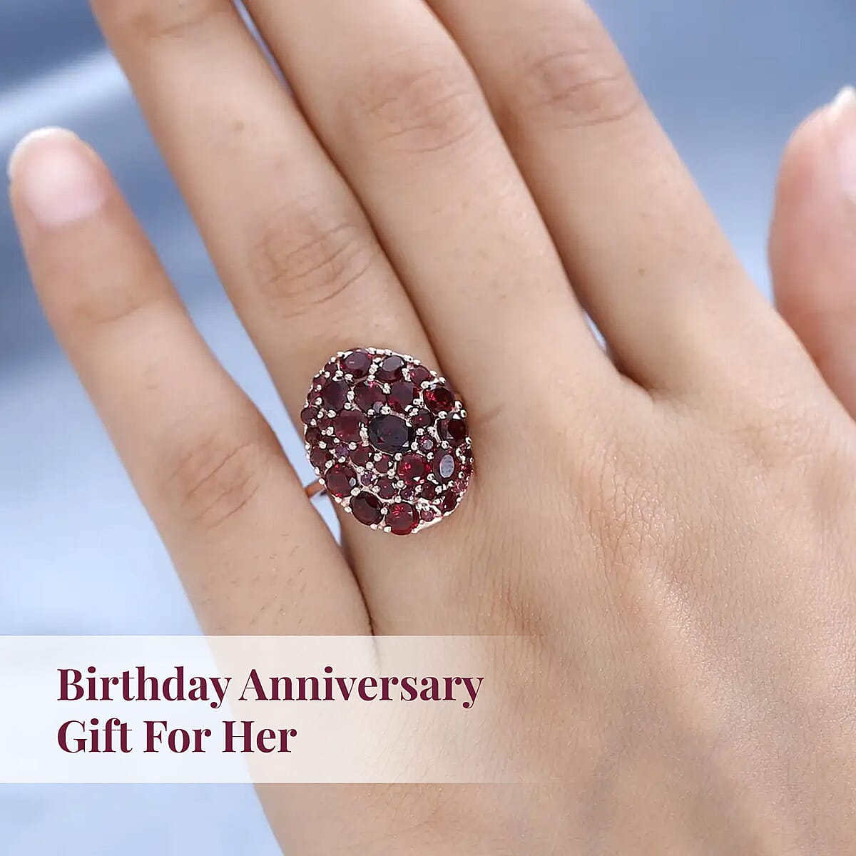Premium Anthill Garnet Cluster Ring in Vermeil Rose Gold Over Sterling Silver (Size 9.0) 4.60 ctw image number 4
