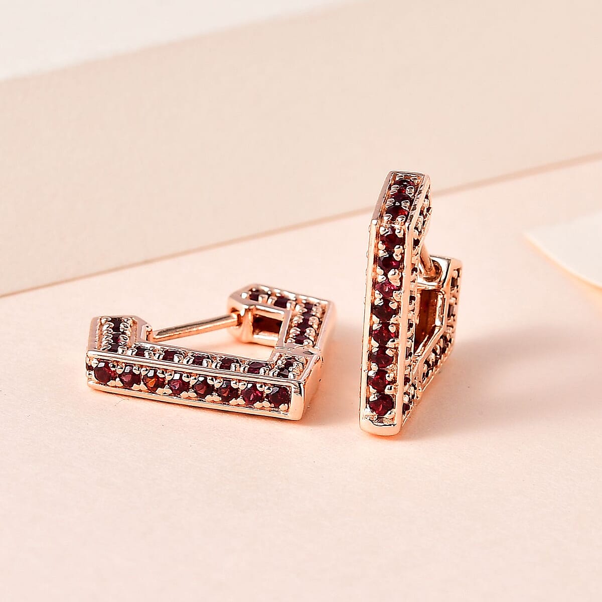 Premium Anthill Garnet Earrings in Vermeil Rose Gold Over Sterling Silver 2.35 ctw image number 1