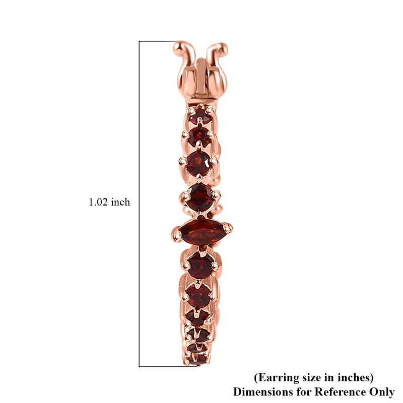 Premium Anthill Garnet Inside Out Hoop Earrings in Vermeil Rose Gold Over Sterling Silver 1.60 ctw