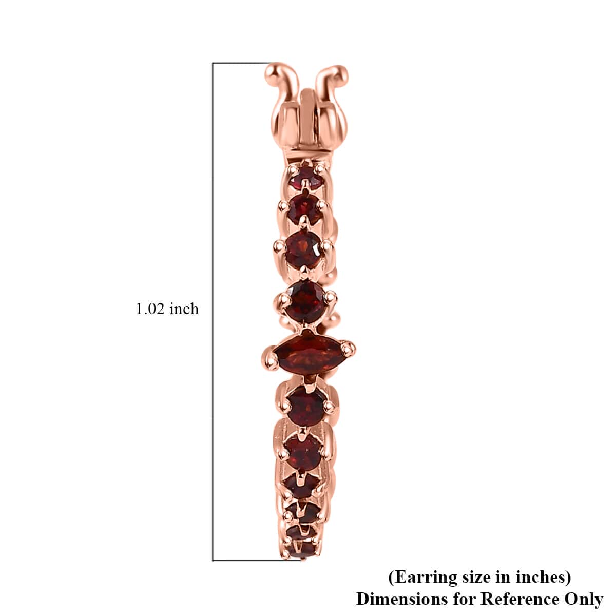 Premium Anthill Garnet Inside Out Hoop Earrings in Vermeil Rose Gold Over Sterling Silver 1.60 ctw image number 4