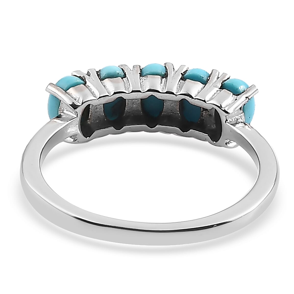 Sleeping Beauty Turquoise 5 Stone Ring in Stainless Steel (Size 6.0) 1.00 ctw , Tarnish-Free, Waterproof, Sweat Proof Jewelry image number 4