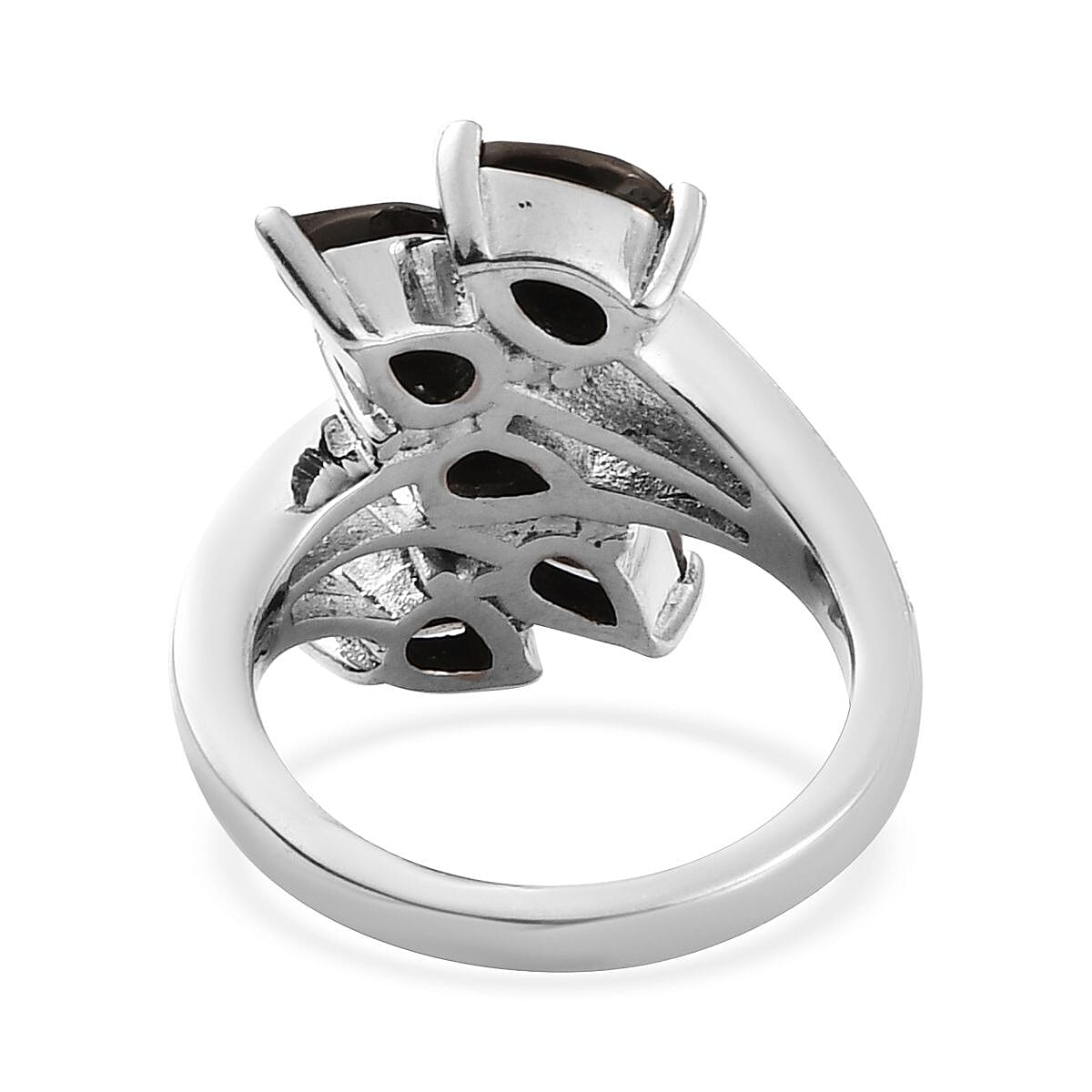 Elite Shungite 5 Stone Ring in Stainless Steel (Size 10.0) 2.10 ctw , Tarnish-Free, Waterproof, Sweat Proof Jewelry